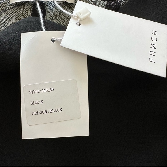 FRNCH Classic Black Knee Length Sheath Dress Back Mesh Size S NWT - Picture 4 of 7
